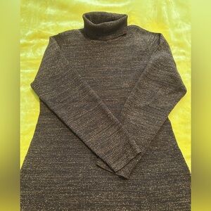 Style & Co Brown Metallic Turtleneck Sweater, XL, Work Office Business Casual
